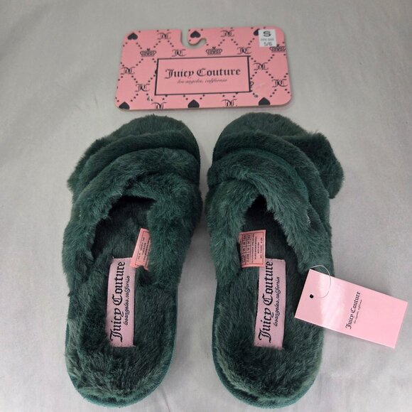 NWT Juicy Couture Women's Jovie Open Toe Slippers - Forest Green - Picture 2 of 6